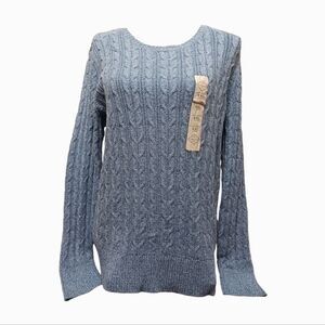 Saint John's Bay Women's Blue Marl Cotton Mix Long Sleeve Sweater Size XXL NWT